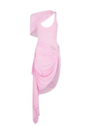 Midi dress asimmetrico rosa DAVID KOMA | SS25DK02DSOFTPINKPINKSILVER
